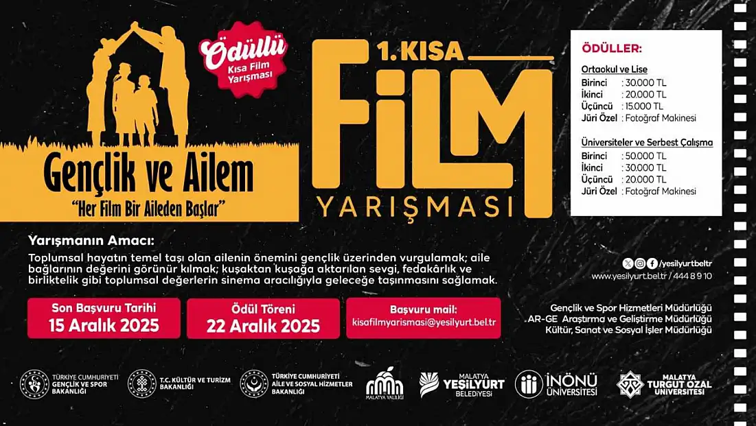 Malatya'da 1. Kısa Film Festivali'nde son başvuru 15 Aralık