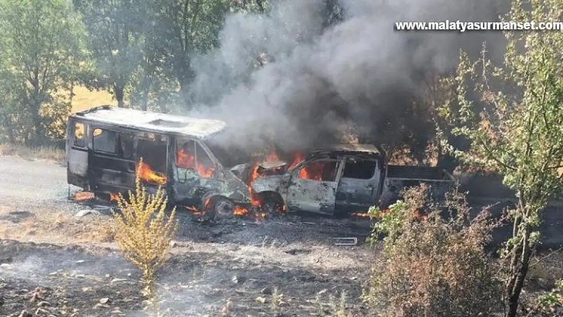 4 kişinin yaralandığı kaza sonrası araçlar alev alev yandı