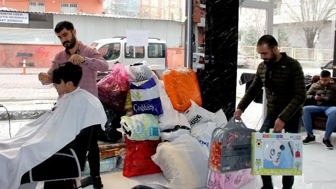 Adıyamanlı berberden depremzedelere anlamlı yardım