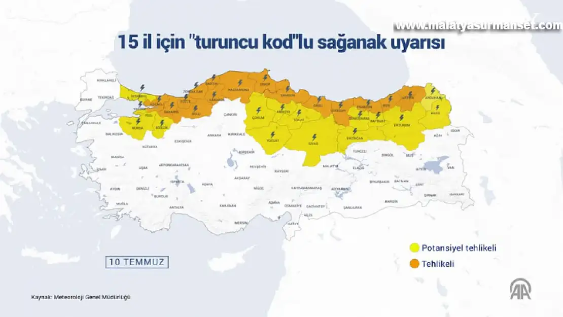 AFAD'dan 15 il için turuncu 15 il için sarı kodlu sağanak uyarısı