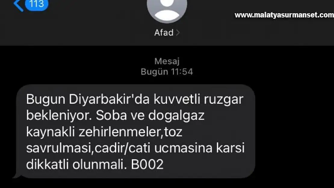 AFAD'dan Diyarbakır için kuvvetli rüzgar uyarısı