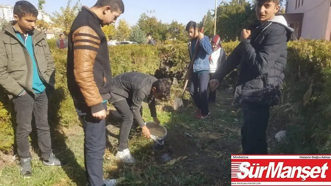 Akçadağ'da öğrenciler fidan dikti