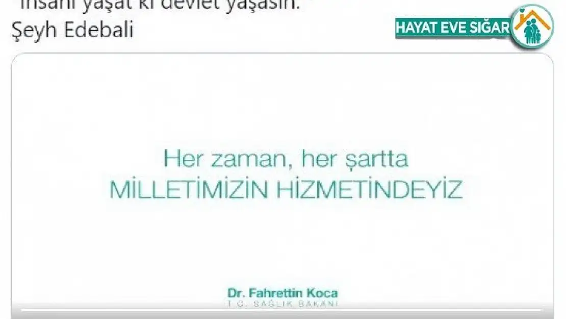 Bakan Koca'dan 'insanı yaşat ki devlet yaşasın' paylaşımı