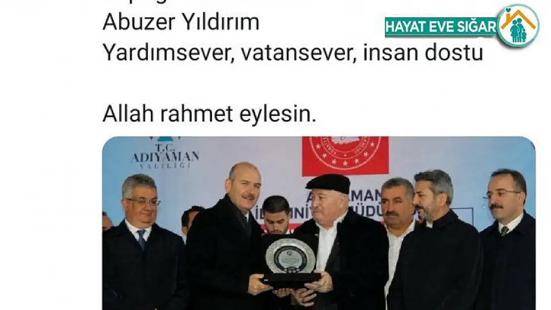 Bakan Soylu'dan Abuzer Yıldırım için başsağlığı mesajı