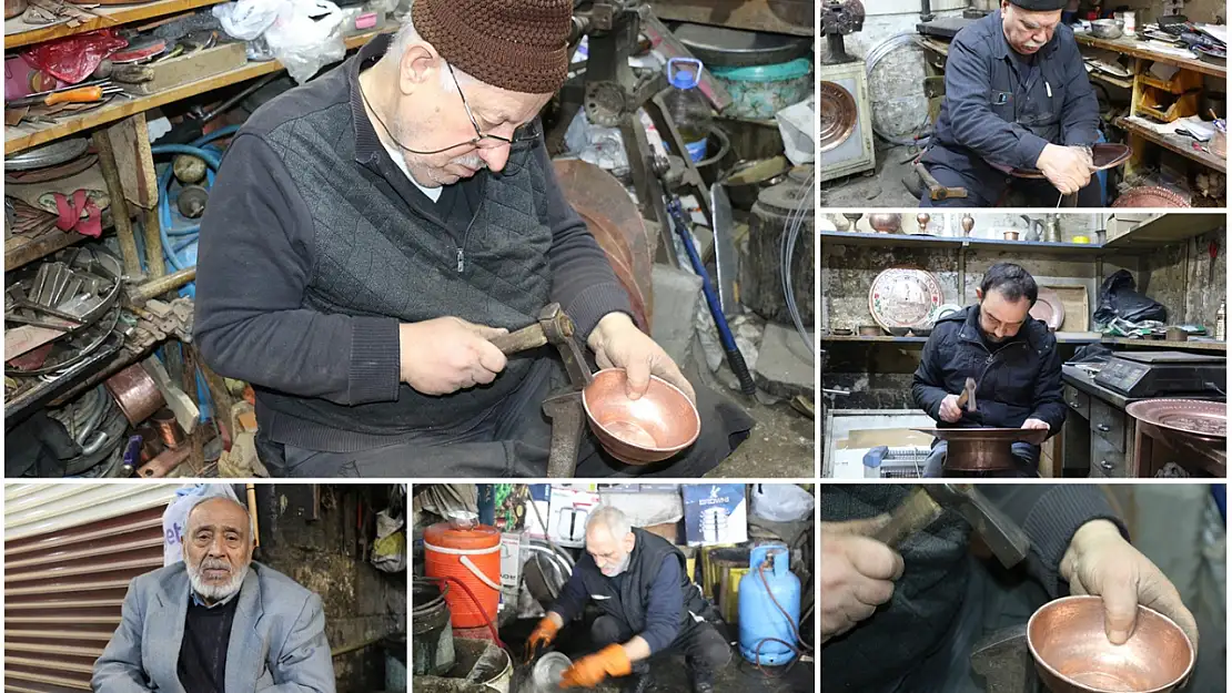 Bakırcılar soğuk havaya rağmen işlerinden vazgeçmiyor