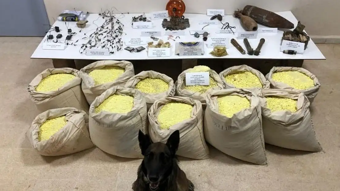 Barış Pınarı bölgesinde yüzlerce kilo patlayıcı madde ele geçirildi