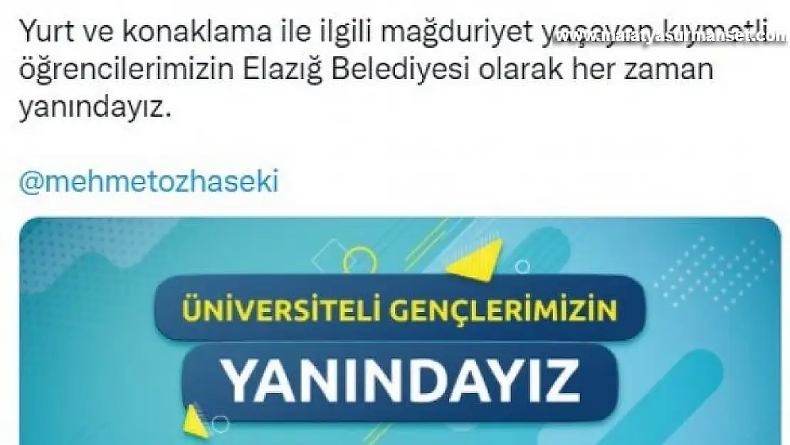 Başkan Şerifoğulları'ndan üniversite öğrencilerine destek