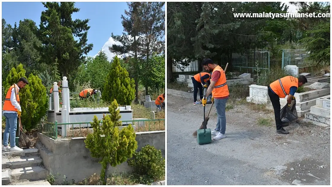 Battalgazi Belediyesi Ekipleri Mezarlıklarda Bakım Çalışması Yaptı