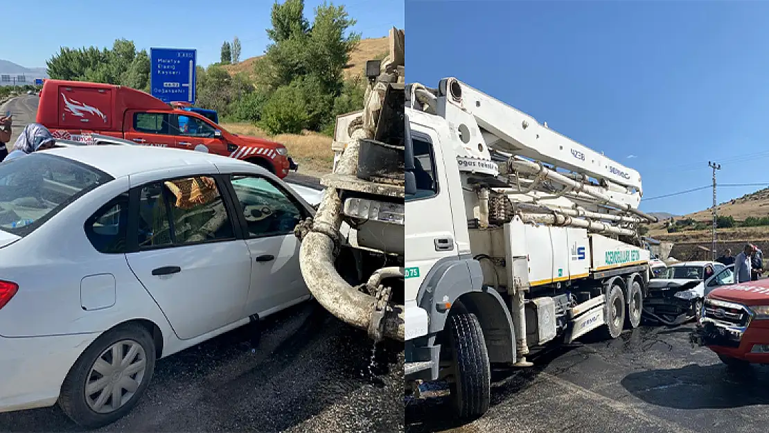 Beton Pompası Aracına Çarpan Otomobildeki 5 Kişi Yaralandı