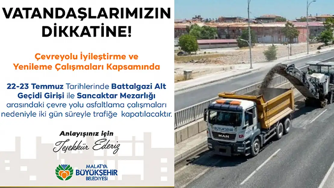 Çevre Yolu 2 Gün Trafiğe Kapalı