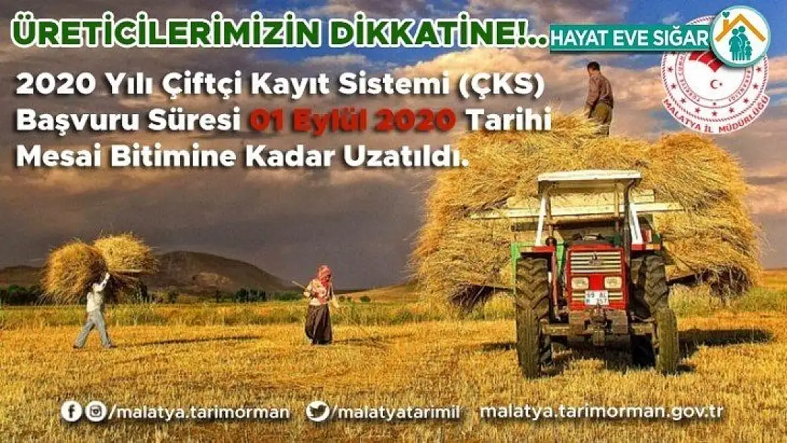 Çiftçi Kayıt Sistemi başvuruları 1 Eylül'e uzatıldı