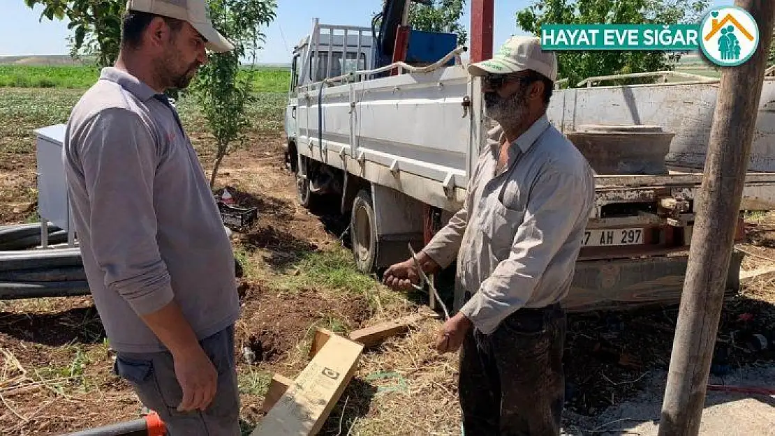 Dut ağacının dalıyla tarlayı suya kavuşturuyor