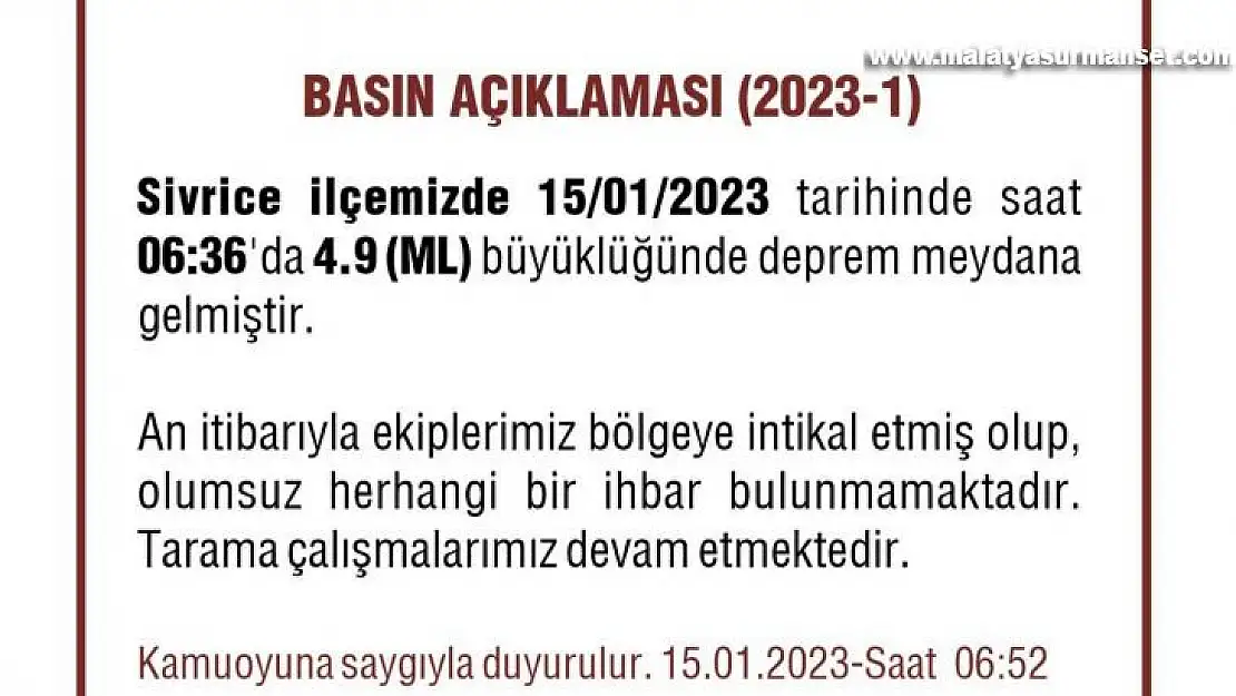 Elazığ'da 23 artçı deprem yaşandı