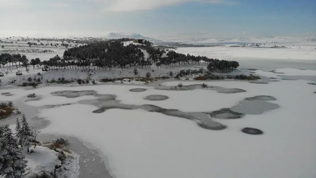 Elazığ'da soğuktan baraj dondu