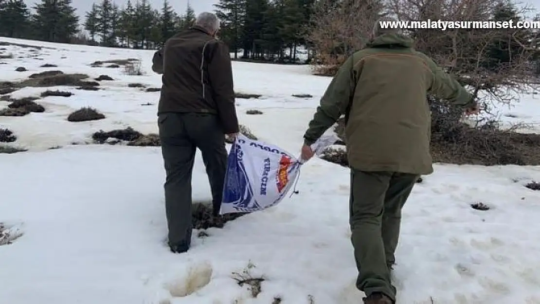 Elazığ'da yaban hayvanları için doğaya yem bırakıldı