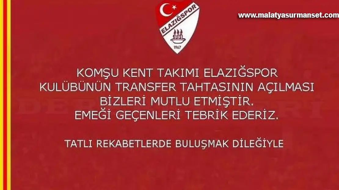 Elazığspor'un transfer yasağını kaldırması Malatya'yı da sevindirdi