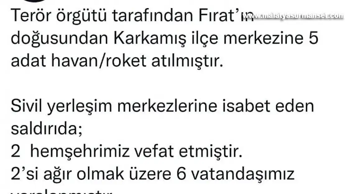 Gaziantep'e roketli saldırıda 2 kişi öldü, 6 kişi yaralandı