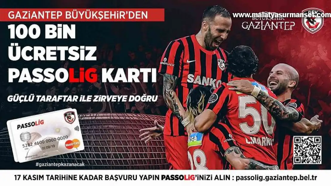 Gaziantep FK taraftarlarına 100 bin adet ücretsiz passolig kartı