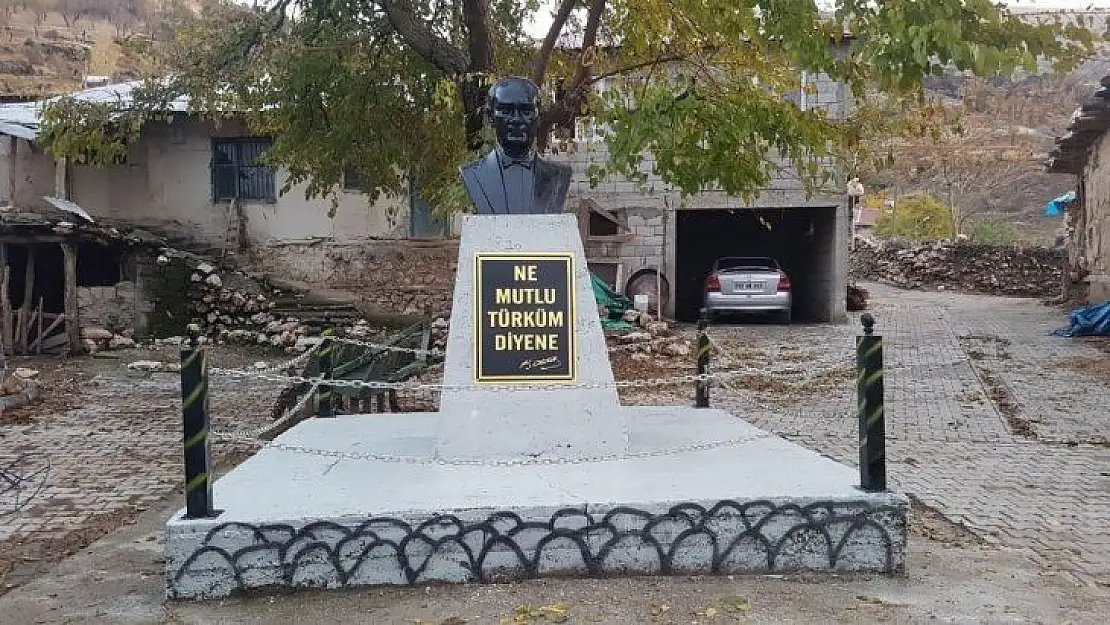 Gölbaşı Belediyesi Hacılar köyündeki Atatürk büstünü onardı