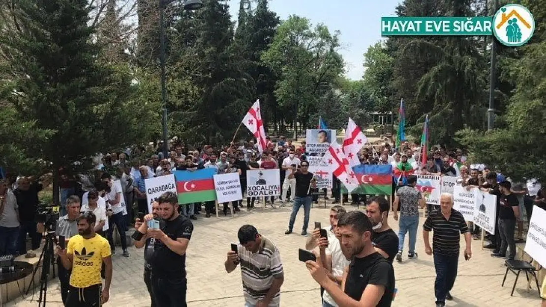 Gürcistan'daki Türklerden Azerbaycan'a destek mitingi