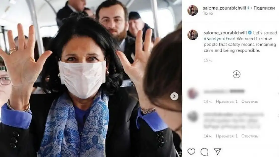 Gürcistan Devlet Başkanından, Korona virüse karşı maskeli önlem