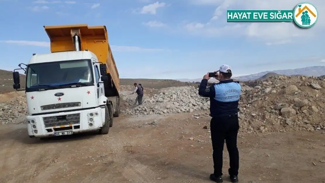 Hafriyat taşıyan araçlar denetlendi