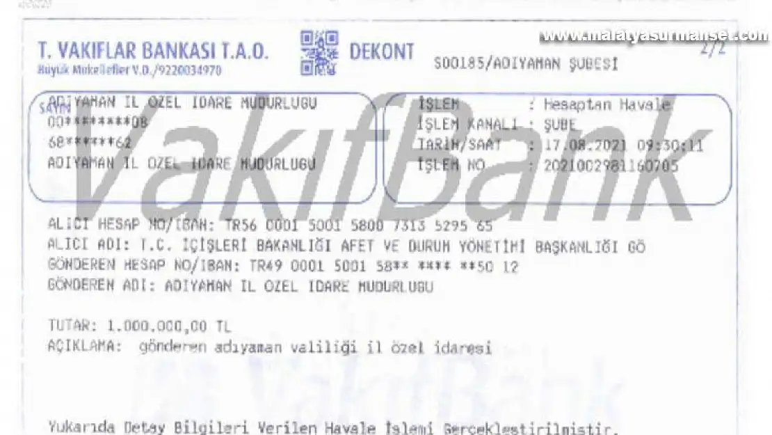İl özel idaresinden sel felaketi kampanyasına 1 milyon destek