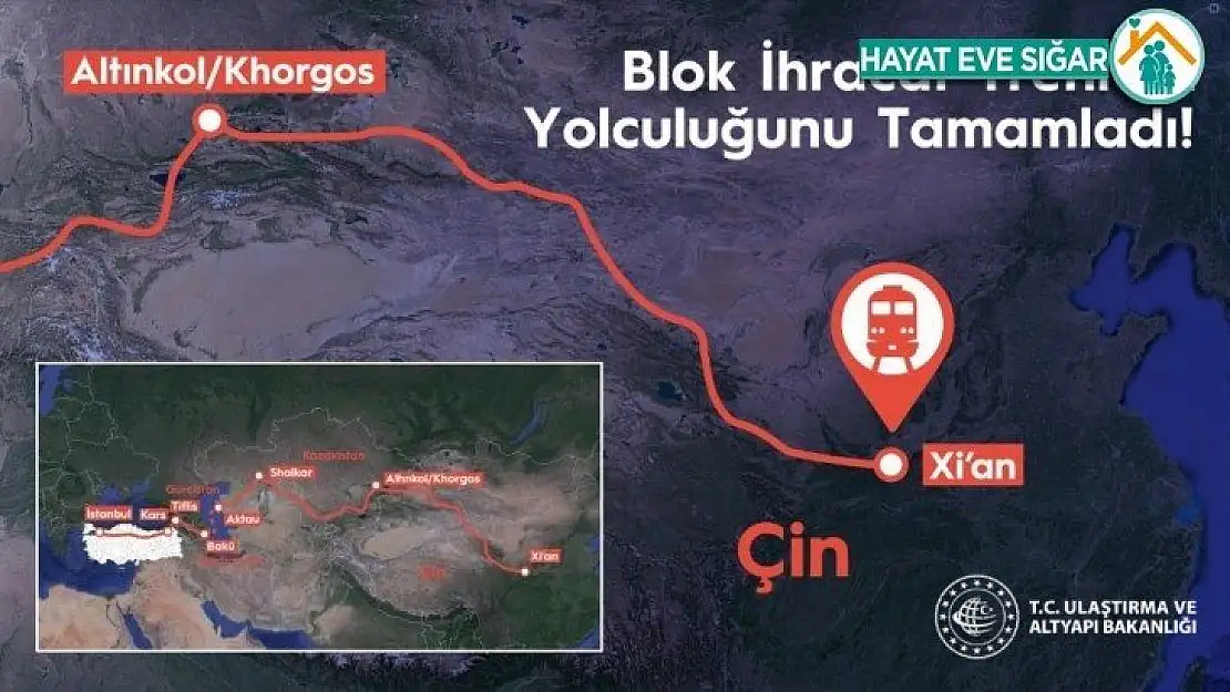 İlk blok ihracat treni Çin'e ulaştı