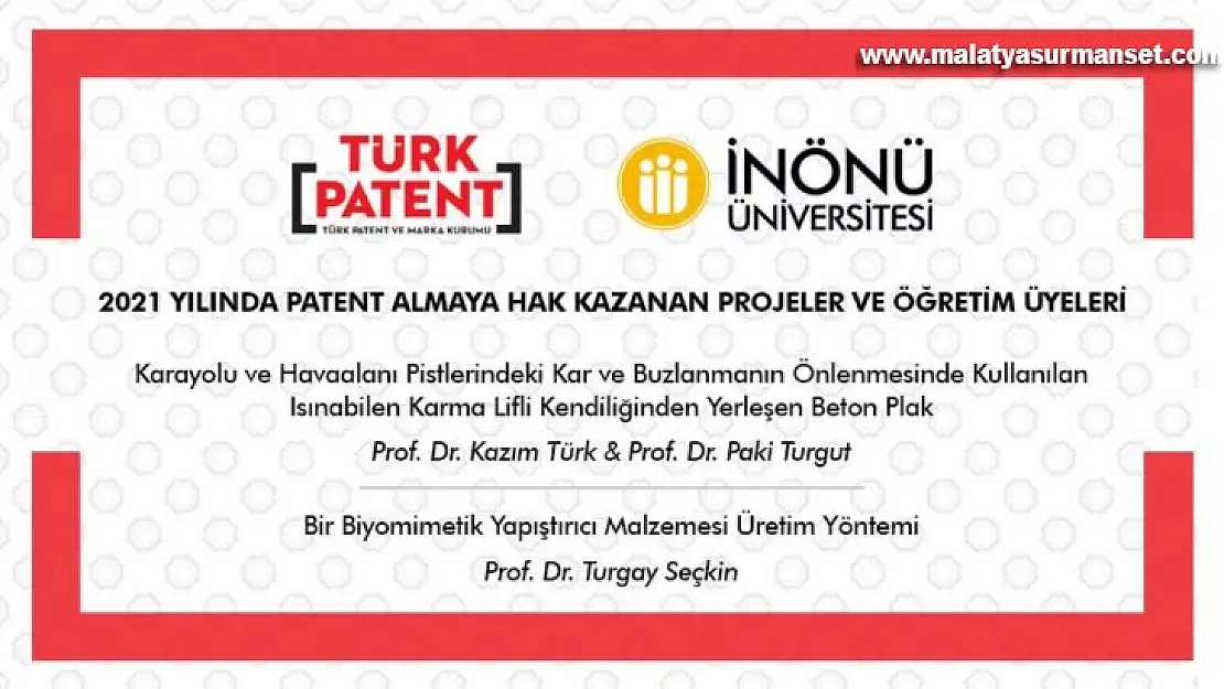 İnönü Üniversitesi'nde 2 proje patent aldı