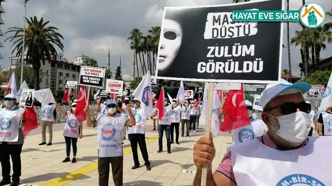 İşten çıkartılan belediye çalışanları için sosyal mesafeli miting