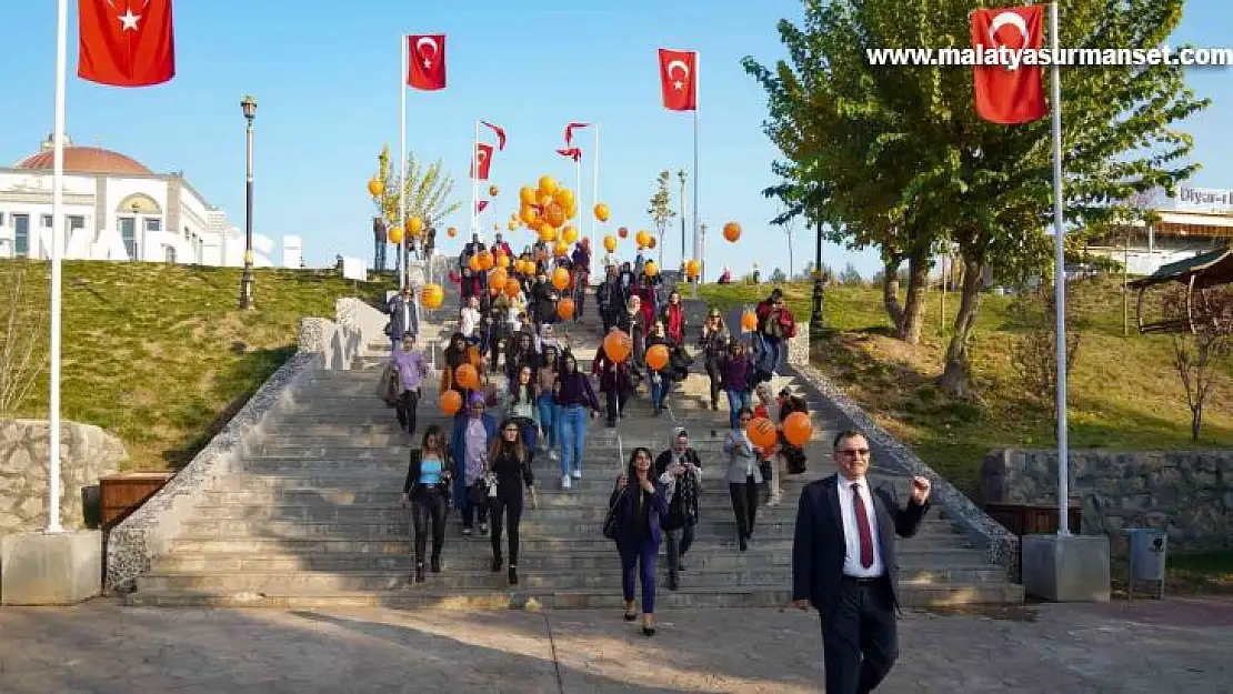 Kadına yönelik şiddete dikkat çekmek amacıyla balon uçurdular