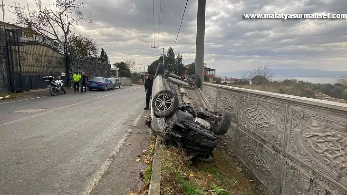 Kontrolden çıkan otomobil takla attı