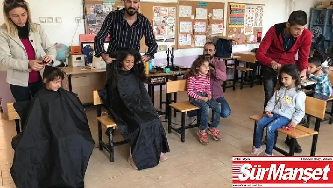 Köy okullarındaki öğrencilere kuaför hizmeti