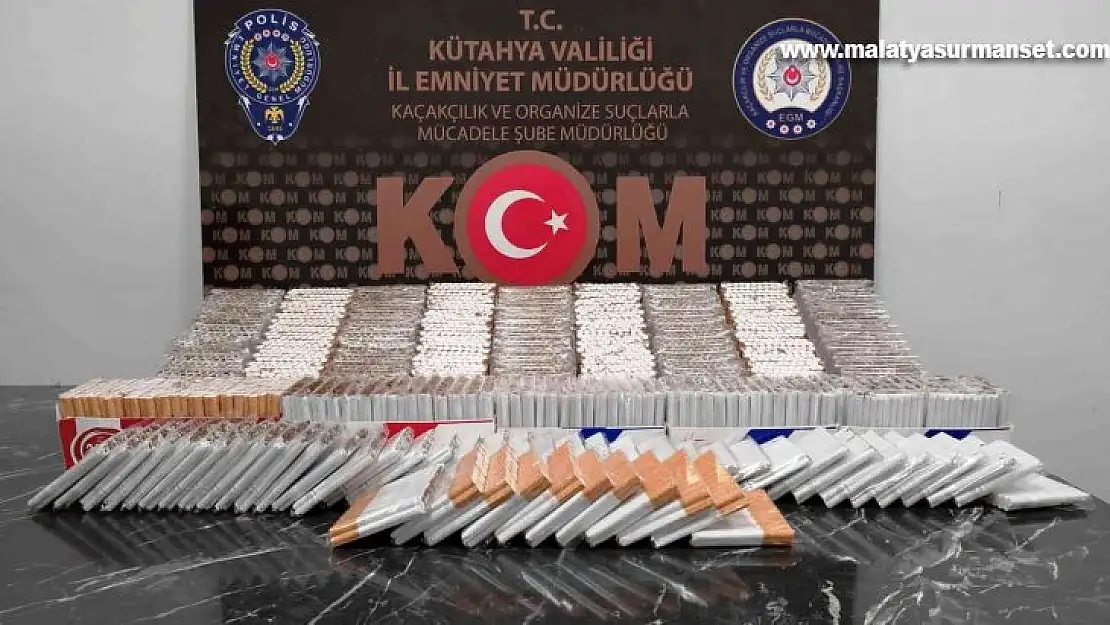 Kütahya'da 16 bin 220 adet makaron ele geçirildi