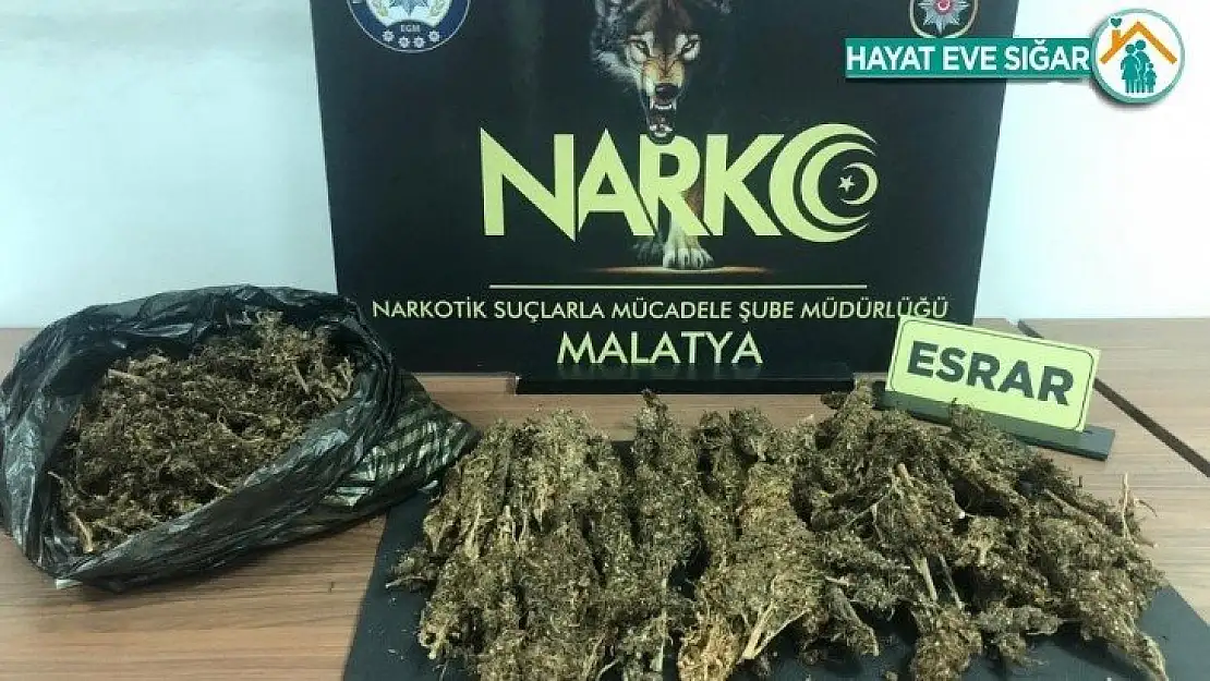 Malatya'da uyuşturucu ile mücadele de 1 kilo esrar ele geçirildi