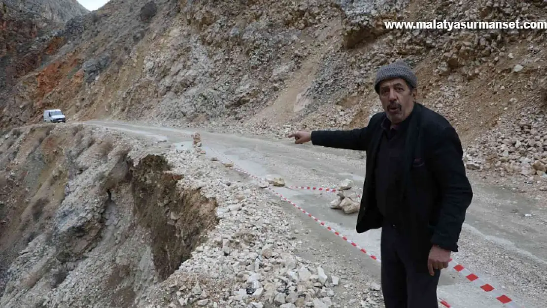 Malatya'da yağış sonrası göçen yol tehlike saçıyor