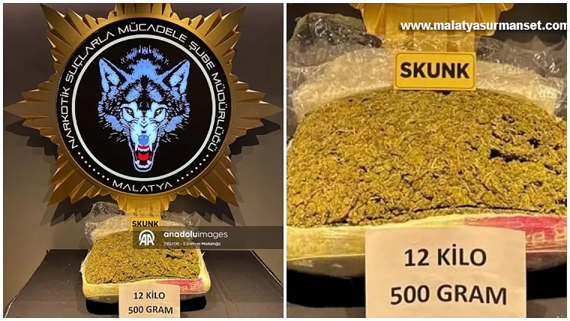 Malatya'da yolcu otobüsünde 12 kilo 500 gram uyuşturucu ele geçirildi