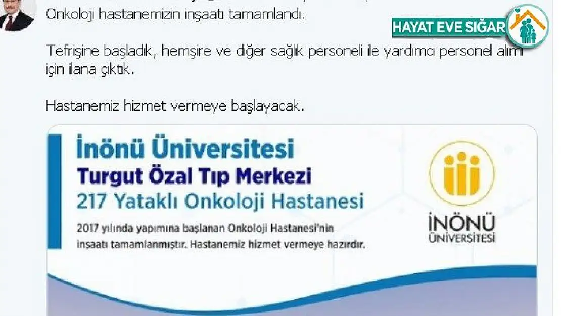 Malatya Onkoloji Hastanesinin yapımı tamamlandı