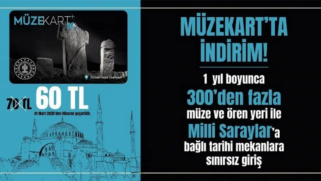 Müzekart 1 Mart'tan itibaren 60 TL