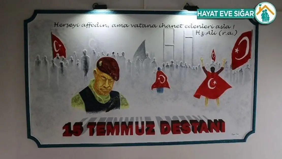 Öğretmenevi duvarına '15 Temmuz' rölyefi