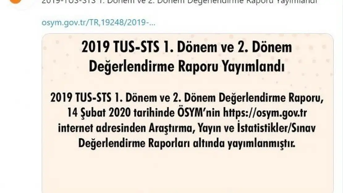 ÖSYM, 2019-TUS ve STS değerlendirme raporlarını yayımladı