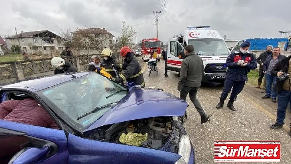 Otomobil ile kamyon çarpıştı: 2 yaralı