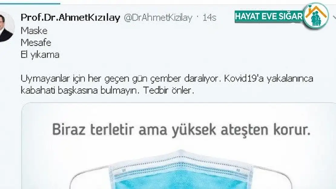 Rektör Kızılay'dan maske uyarısı