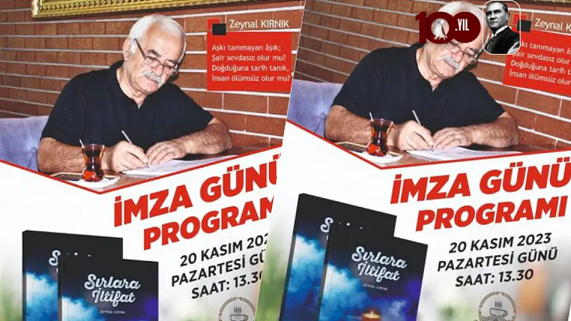 Şair Zeynal Kırnık 20 Kasım'da imza günü düzenliyor