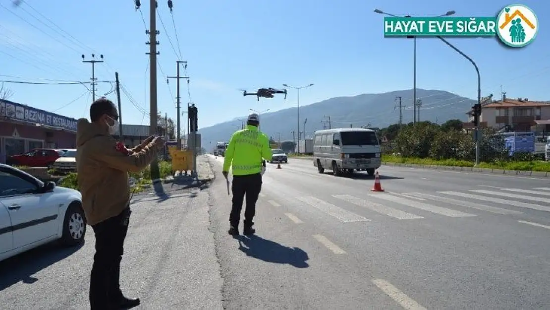 Söke'de drone ile trafik denetimi