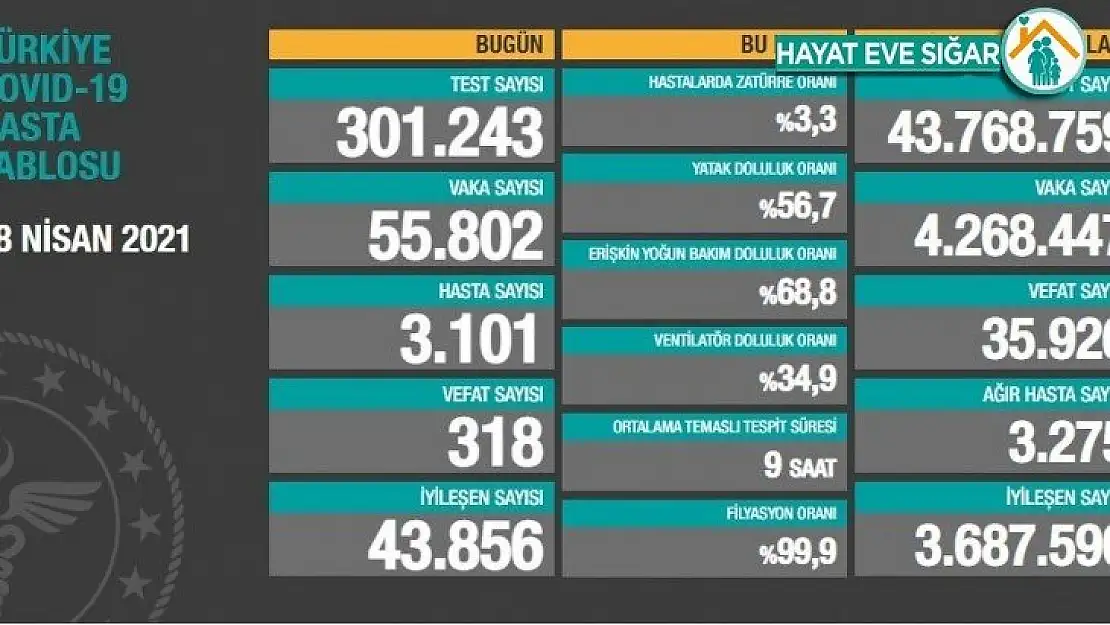 Son 24 saatte korona virüsten 318 kişi hayatını kaybetti