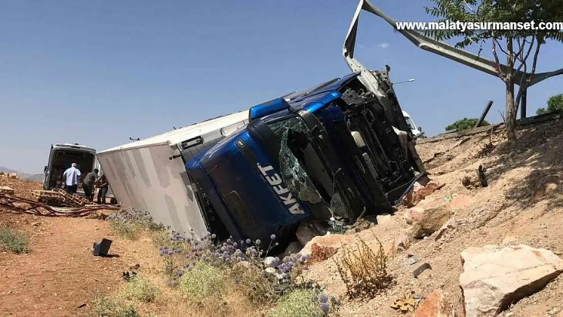 Tavuk yüklü tır şarampole devrildi: 1 yaralı