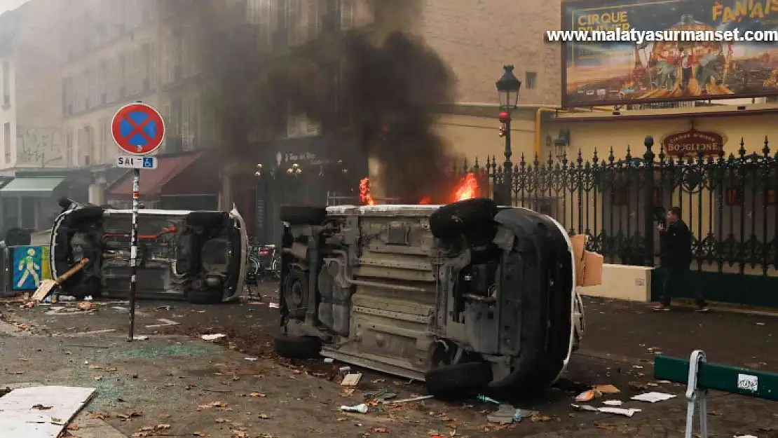 Terör örgütü PKK yandaşları Paris sokaklarını savaş alanına çevirdi