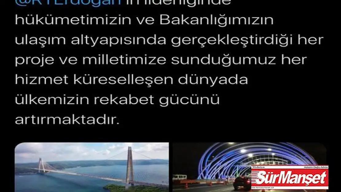 Ulaştırma ve Altyapı Bakanı Karaismailoğlu: 'Bakanlığımız dinamizmini asla kaybetmeden hizmet üretmeye devam edecektir'