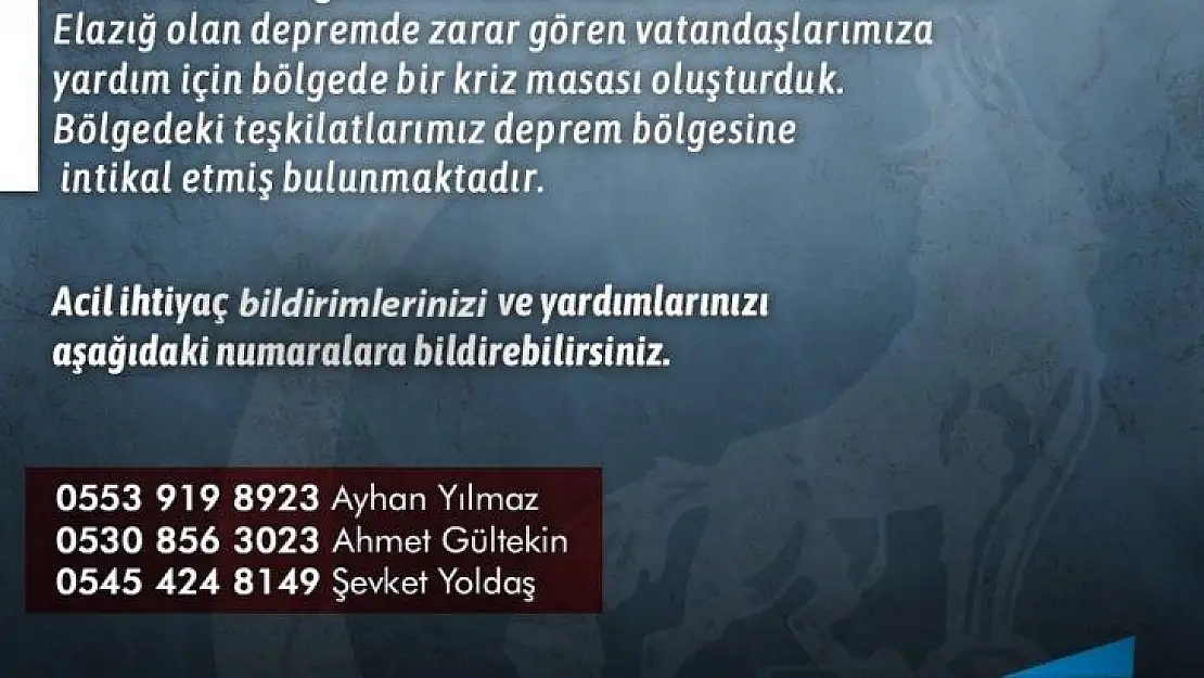 Ülkü Ocakları deprem bölgesinde